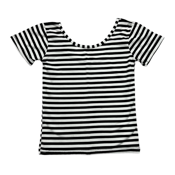 Kids Black and White Stripe Ballet Top - Picture 1 of 4